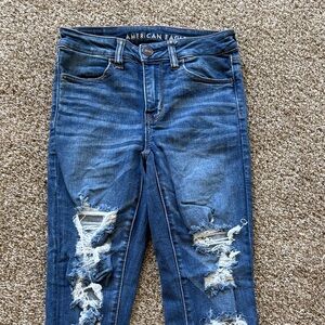 American Eagle Outfitters Women's Ripped Blue Skinny Jeans